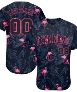 Custom 3D Pattern Design Hawaii Flamingo Authentic Baseball Jersey