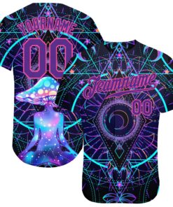 Custom 3D Pattern Design Magic Mushrooms Over Sacred Geometry Psychedelic Hallucination Authentic Baseball Jersey