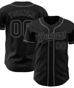 Custom Black Black-Steel Gray Authentic Baseball Jersey