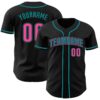 Custom Black Pink-Teal Authentic Baseball Jersey - Style 9