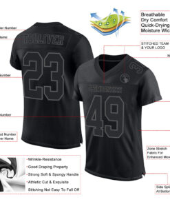 Alternative view of Custom Black Steel Gray Mesh Authentic Football Jersey