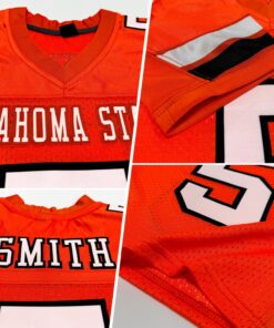 Alternative view of Custom Orange White-Black Mesh Authentic Football Jersey