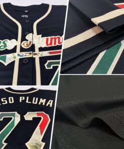 Alternative view of Custom Black Vintage Mexican Flag-City Cream Authentic Baseball Jersey
