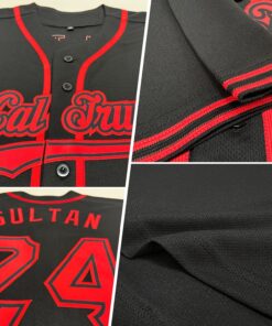 Alternative view of Custom Black Red Authentic Baseball Jersey