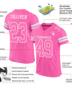 Alternative view of Custom Pink Pink-White Mesh Authentic Football Jersey