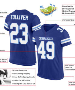 Alternative view of Custom Royal White-Light Blue Mesh Authentic Football Jersey
