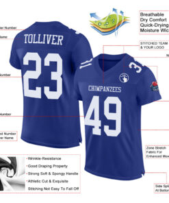 Alternative view of Custom Royal White Mesh Authentic Football Jersey
