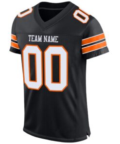 Alternative view of Custom Black White-Orange Mesh Authentic Football Jersey