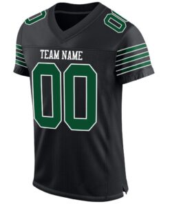 Alternative view of Custom Black Grass Green-White Mesh Authentic Football Jersey
