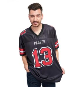Alternative view of Custom Black Red-White Mesh Authentic Football Jersey