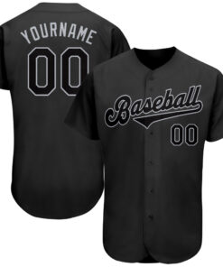 Custom Black Black-Gray Authentic Baseball Jersey