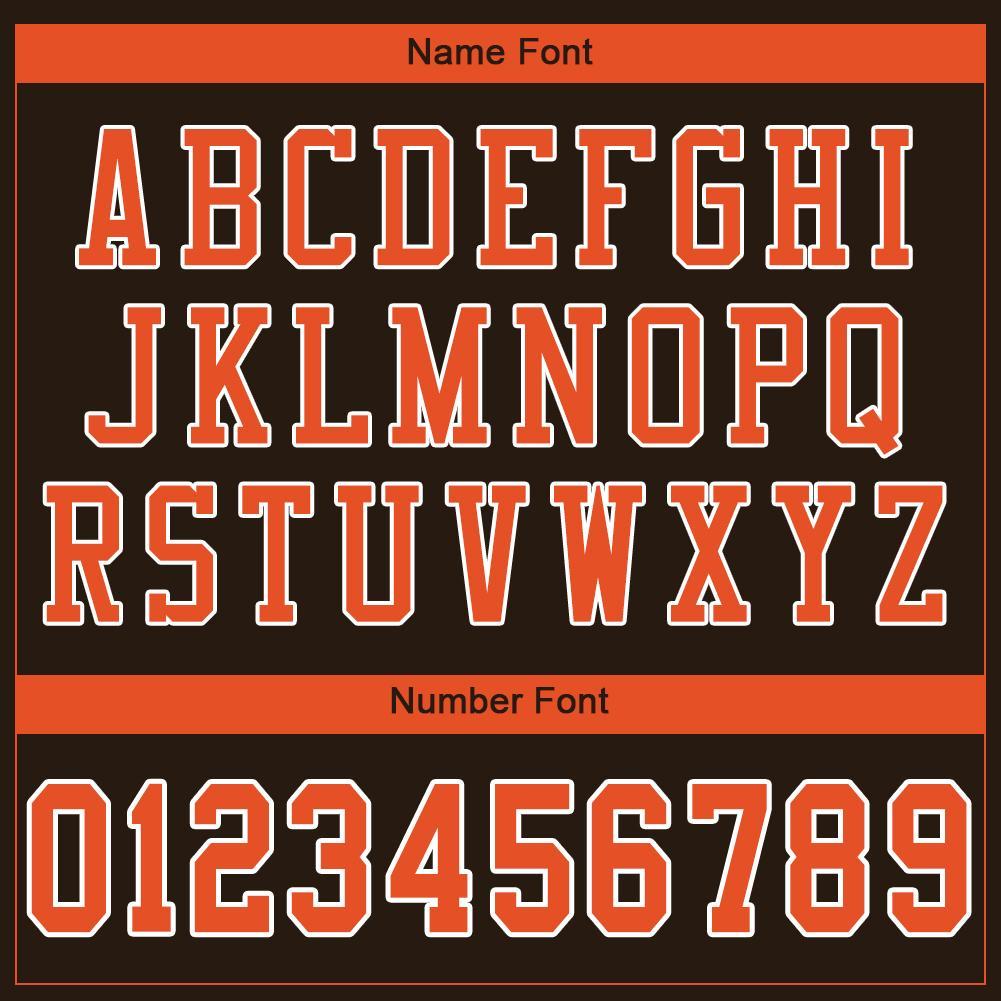 Custom Brown Orange-White Mesh Authentic Football Jersey - Image 5