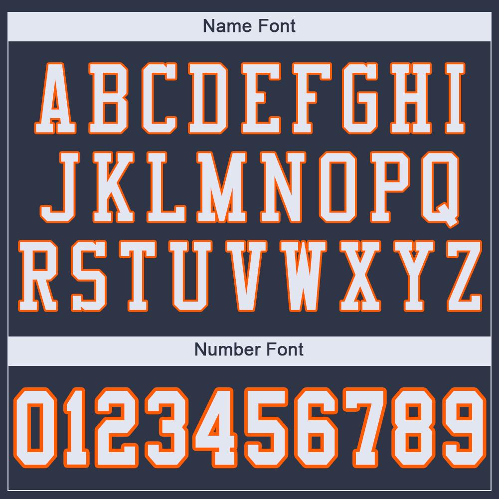 Custom Navy White-Orange Mesh Authentic Football Jersey - Image 6
