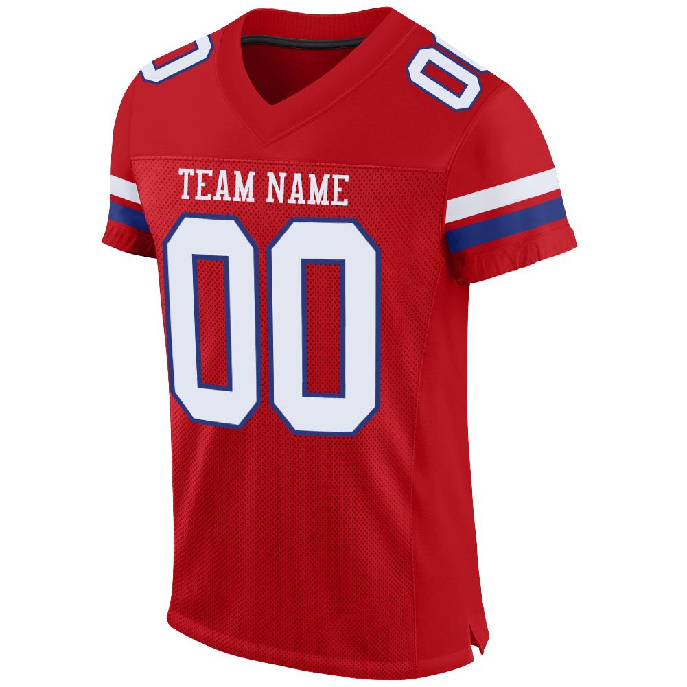 Custom Red White-Royal Mesh Authentic Football Jersey - Image 2