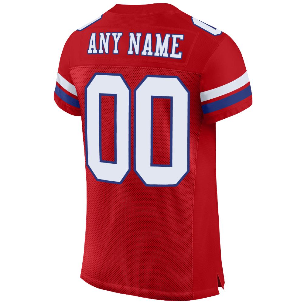 Custom Red White-Royal Mesh Authentic Football Jersey - Image 3