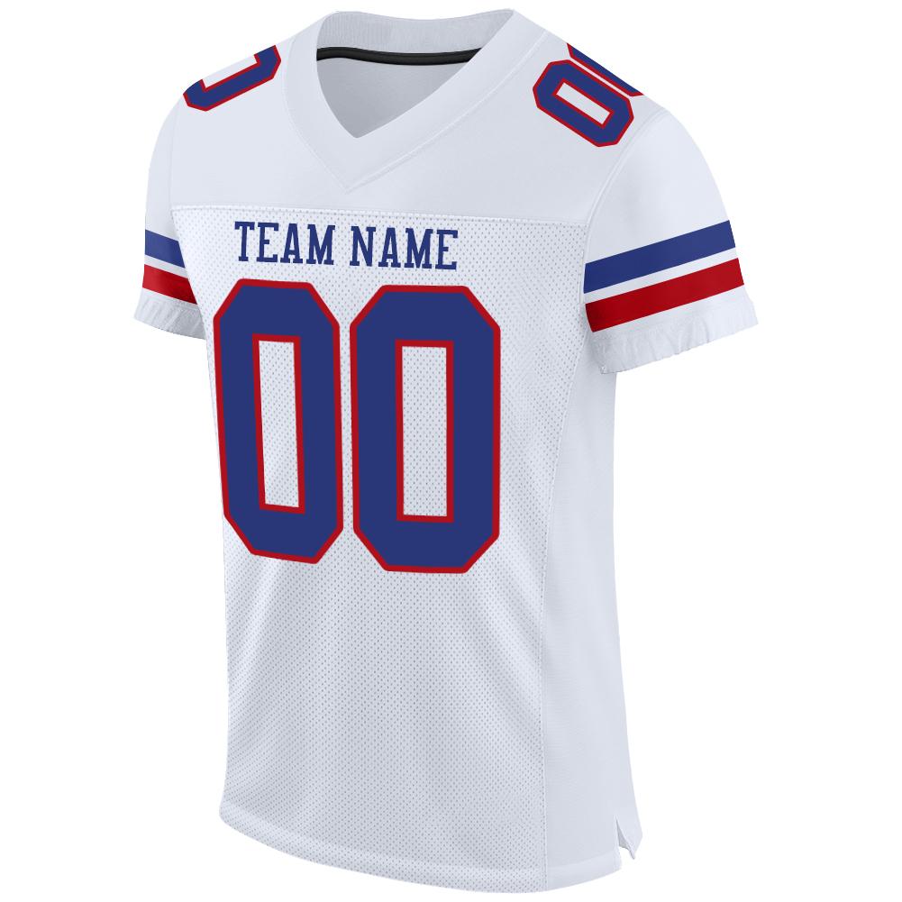Custom White Royal-Red Mesh Authentic Football Jersey - Image 2
